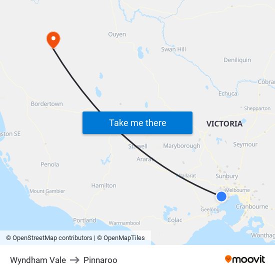 Wyndham Vale to Pinnaroo map