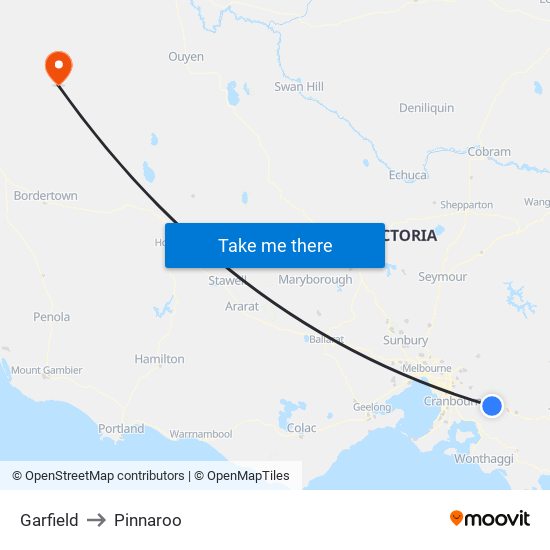 Garfield to Pinnaroo map