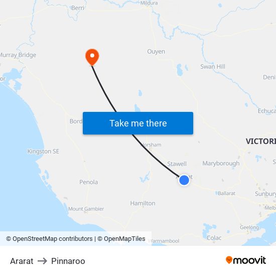 Ararat to Pinnaroo map