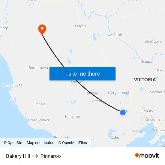 Bakery Hill to Pinnaroo map