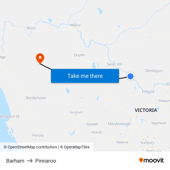 Barham to Pinnaroo map