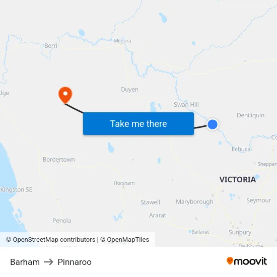 Barham to Pinnaroo map