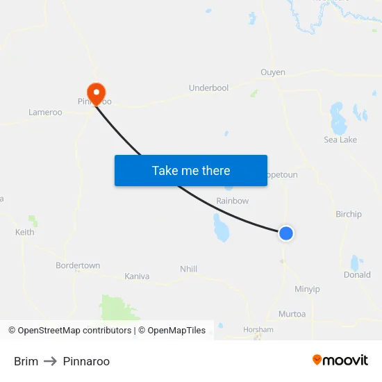Brim to Pinnaroo map