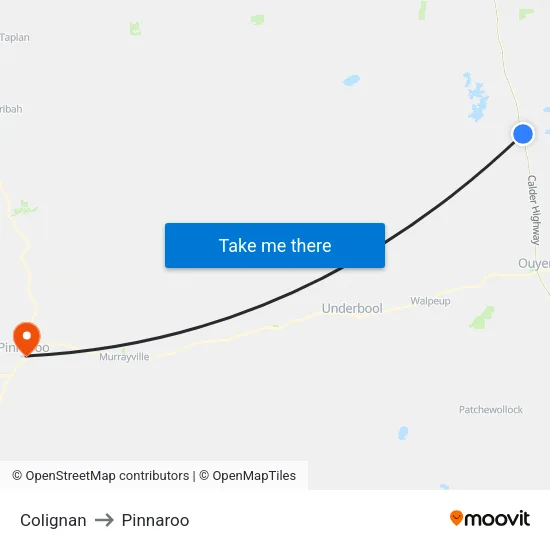 Colignan to Pinnaroo map