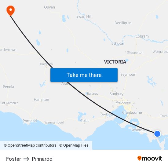 Foster to Pinnaroo map