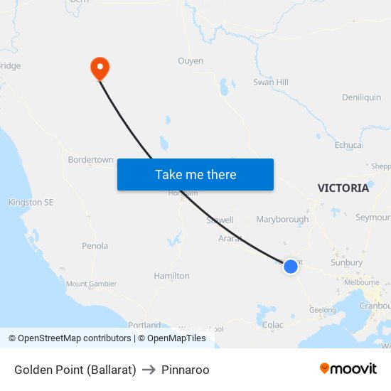 Golden Point (Ballarat) to Pinnaroo map