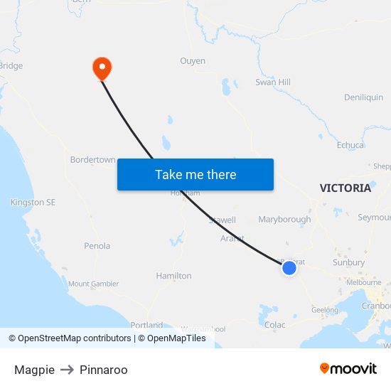 Magpie to Pinnaroo map