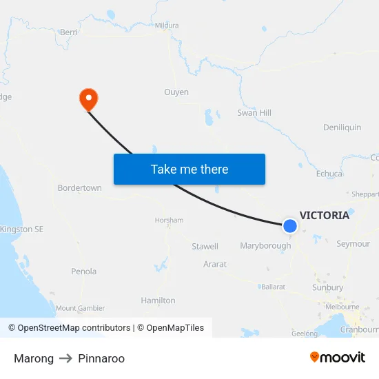 Marong to Pinnaroo map