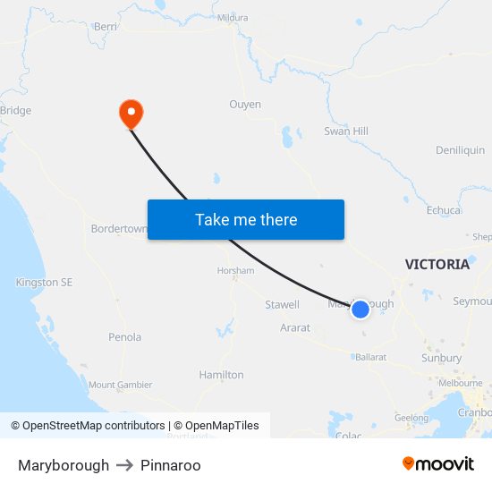 Maryborough to Pinnaroo map