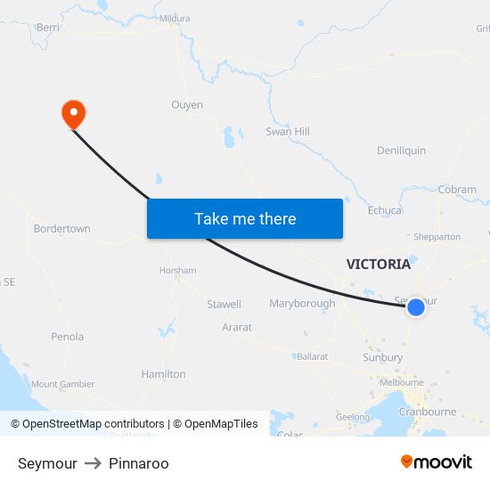 Seymour to Pinnaroo map