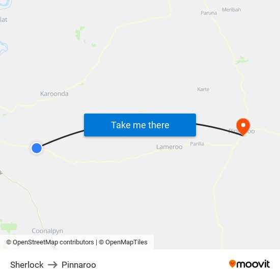 Sherlock to Pinnaroo map