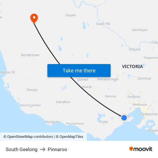 South Geelong to Pinnaroo map