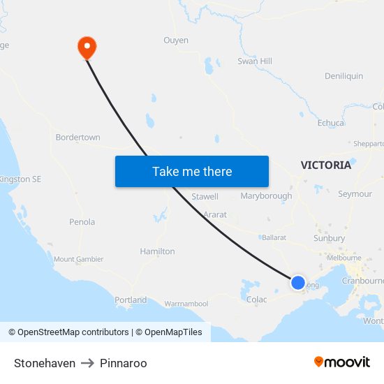 Stonehaven to Pinnaroo map