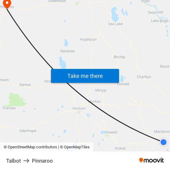 Talbot to Pinnaroo map