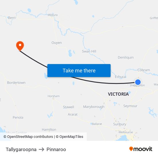 Tallygaroopna to Pinnaroo map