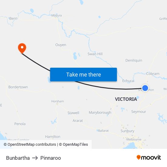 Bunbartha to Pinnaroo map