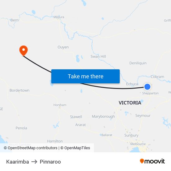 Kaarimba to Pinnaroo map