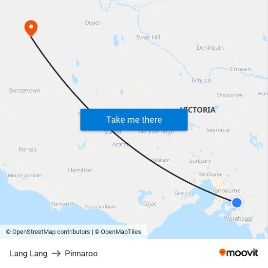 Lang Lang to Pinnaroo map