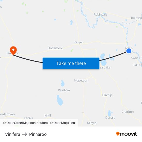 Vinifera to Pinnaroo map