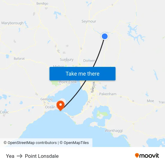 Yea to Point Lonsdale map