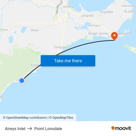 Aireys Inlet to Point Lonsdale map