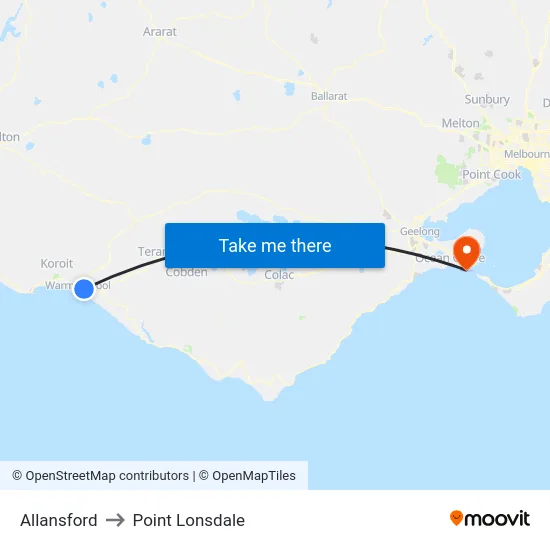 Allansford to Point Lonsdale map