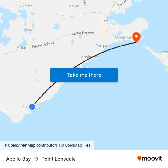 Apollo Bay to Point Lonsdale map