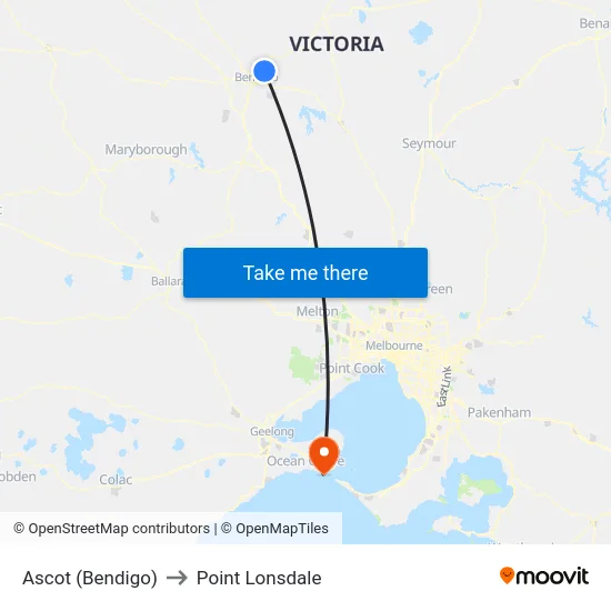 Ascot (Bendigo) to Point Lonsdale map