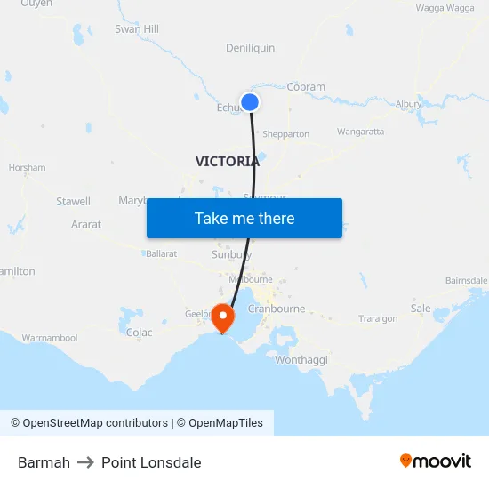 Barmah to Point Lonsdale map