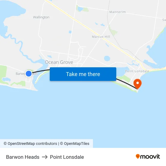 Barwon Heads to Point Lonsdale map