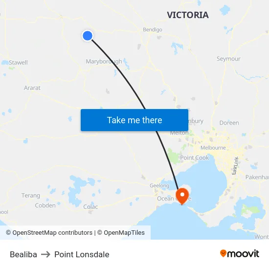 Bealiba to Point Lonsdale map