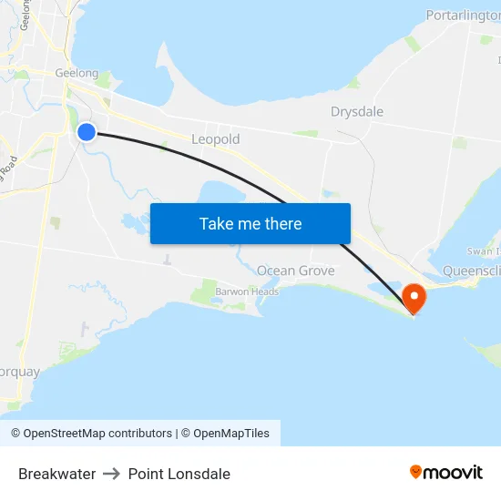 Breakwater to Point Lonsdale map