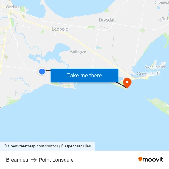 Breamlea to Point Lonsdale map