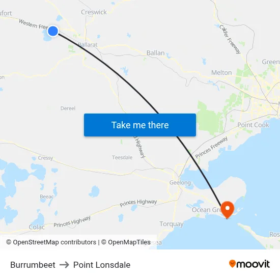 Burrumbeet to Point Lonsdale map