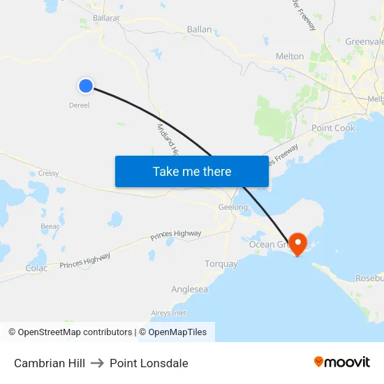 Cambrian Hill to Point Lonsdale map