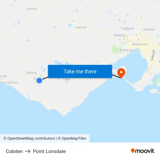 Cobden to Point Lonsdale map