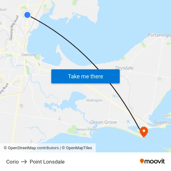 Corio to Point Lonsdale map