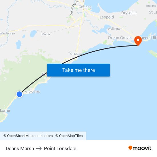 Deans Marsh to Point Lonsdale map