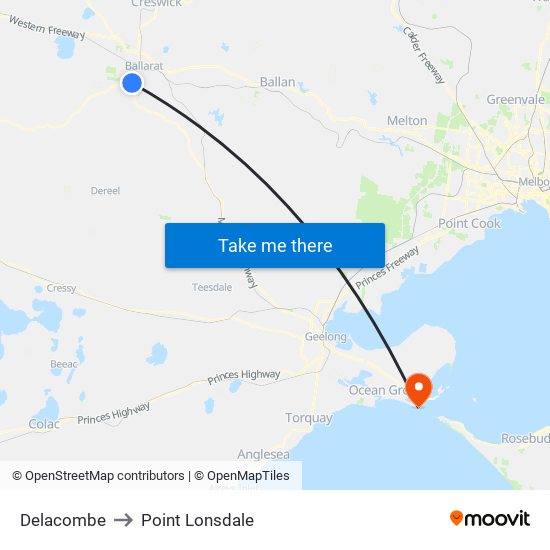 Delacombe to Point Lonsdale map