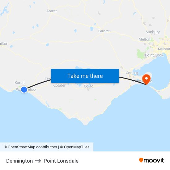 Dennington to Point Lonsdale map