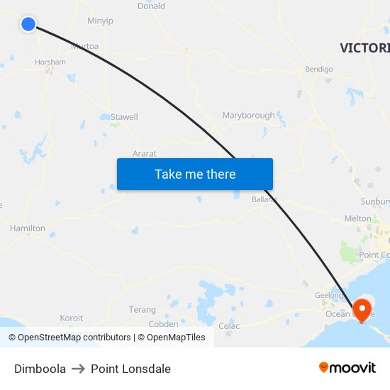 Dimboola to Point Lonsdale map