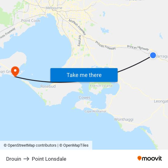 Drouin to Point Lonsdale map