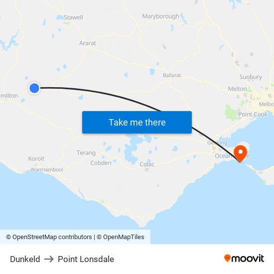 Dunkeld to Point Lonsdale map