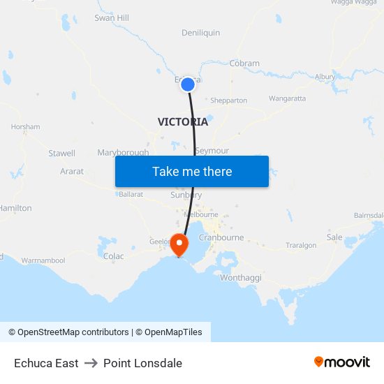 Echuca East to Point Lonsdale map