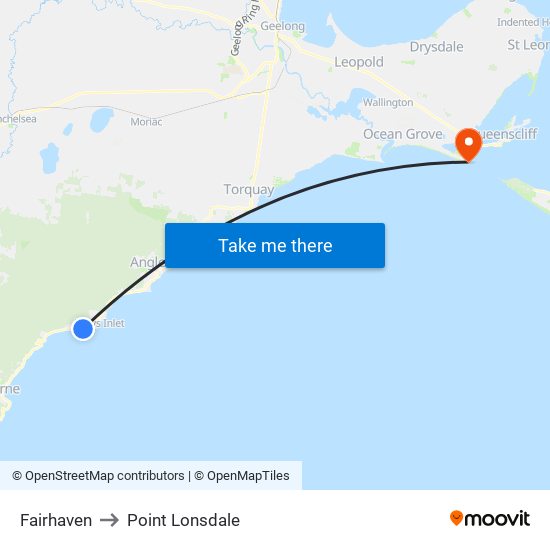 Fairhaven to Point Lonsdale map