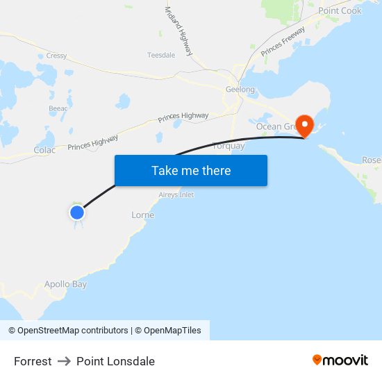 Forrest to Point Lonsdale map