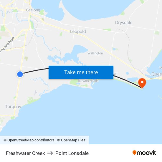 Freshwater Creek to Point Lonsdale map