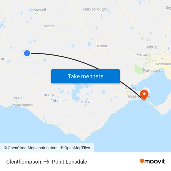 Glenthompson to Point Lonsdale map
