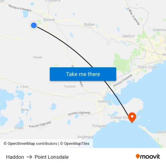 Haddon to Point Lonsdale map