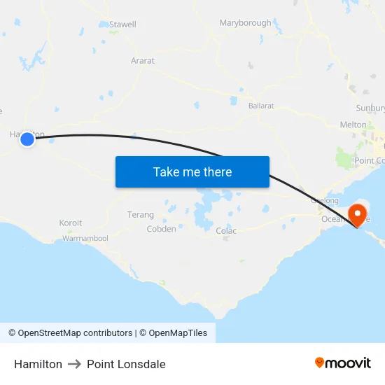 Hamilton to Point Lonsdale map